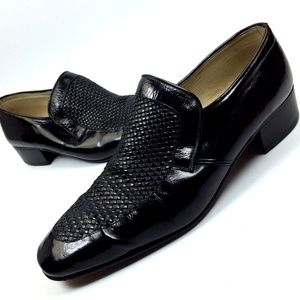 Tuxedo Shoes Black Vintage Leather Italy Woven